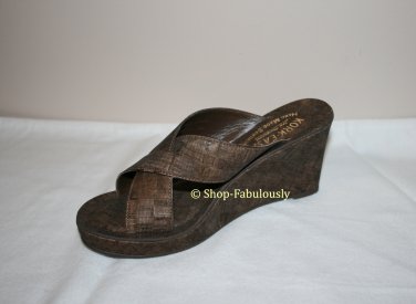 New Authentic KORK EASE Brown Cork GEENA Slides Wedges Sandals Shoes 5 35 - FREE US Ship
