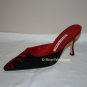 New Authentic MANOLO BLAHNIK Red Black Embroidered Suede Leather Stiletto Mule Shoe 35.5 5.5