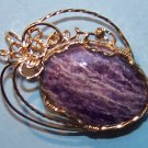 CHAROITE CABOCHON PENDANT 1 1/2" x 1 1/3"  Gold Filled