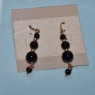 Beaded Black Earrings  14kt Gold Filled  1 1/4"