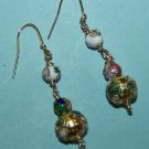 cloisonne Earrings 14kt Gold Filled  1 1/4"