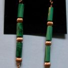 MALICHITE EARRINGS 1 3/4"  14kt GOLD FILLED