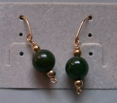 GREEN JADE  1/2"  14kt GOLD FILLED