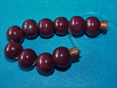 10)> 10x8mm PURPLE CERAMIC BEADS