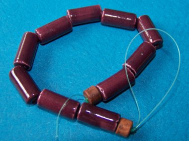 10)> 17x7mm PURPLE CERAMIC BEADS