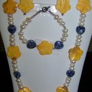 22" CARVED SHELL AND PEARL NECKLACE SET