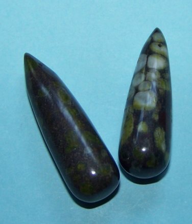 3)> 29x9mm GREEN OCEAN JASPER BULLETS