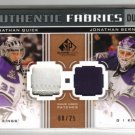 2011-2012 Jonathan Quick Jonathan Bernier SP Game Used Authentic Fabrics Patch /25