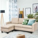 Beige L-Shaped Right or Left Facing Mid-Century Style Sectional Sofa - Retail Price: $599.00