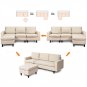 Beige L-Shaped Right or Left Facing Mid-Century Style Sectional Sofa - Retail Price: $599.00