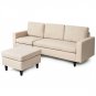 Beige L-Shaped Right or Left Facing Mid-Century Style Sectional Sofa - Retail Price: $599.00