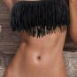 Sexy Black 2 Piece Padded Fringe Bikini Set Size MEDIUM