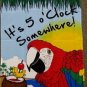 It's 5 O'Clock Somewhere Garden Flag 28x40 inches Parrot Beach Drinking Party