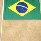 Brazil Flag 12x18 inches Brazilian banner wooden stick