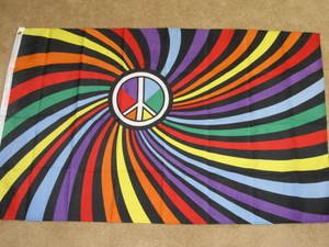 Rainbow Peace Sign Flag 3x5 feet symbol 60's party new