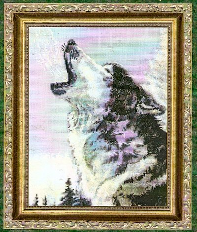 **HOWLING WOLF CROSS STITCH PATTERN - KUSTOM KRAFTS 2003