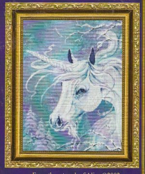 CROSS STITCH PATTERN - WINTER UNICORN - 2002 NEAR NORTH TREASURES ~