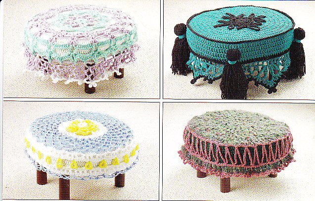 Crochet Annie's Attic Fancy Footstools or any Round Design