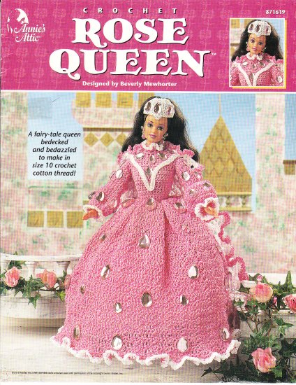 *CROCHET Annie's Attic - Rose Queen Fashion Doll Dress Pattern