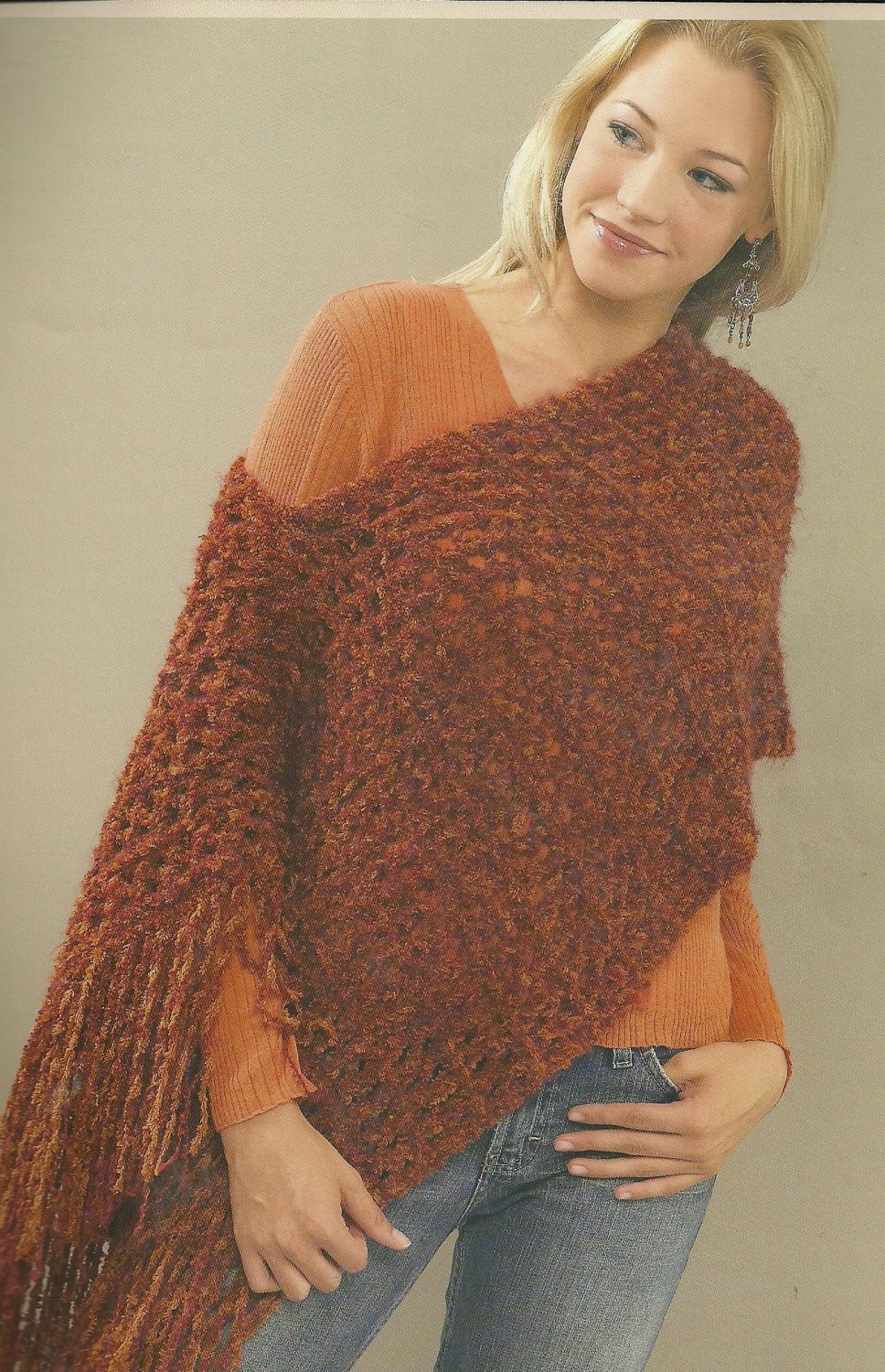 ** 4 * Trendy Knit PONCHO Patterns - Bulky Weight & Worsted Weight Yarns