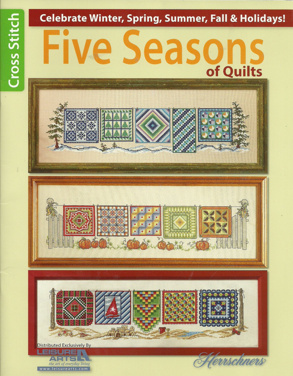 * 5 Cross Stitch Patterns HERRSCHNERS Five Seasons Of Quilts