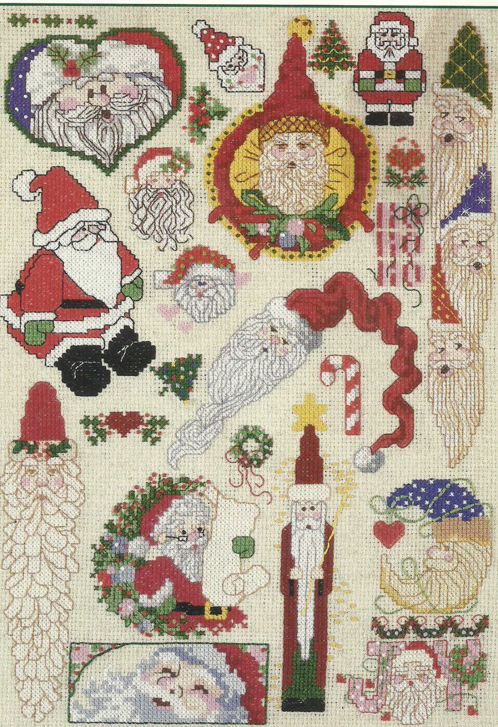 * SANTAS cross stitch patterns Sam Hawkins Designs