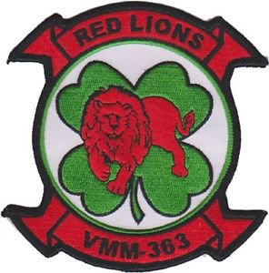 USMC VMM 363 Marine Medium Tiltrotor Squadron Red Lions Patch