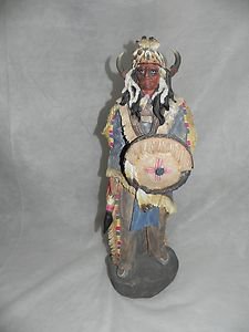 CHIEF STATUE 23 " BEAUTIFUL STATUE MUST SEE porcelain ALMOST 2 FEET TALL