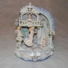 LARGE LOVELY PORCELAIN ANGELS BABY ANGEL SCENE MUSIC BOX - FG 9' TALL