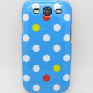Sky Blue Colorful Dot Design Hard Case Cover for Samsung Galaxy S3 i9300