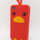 Red Lucky Duck Love Design Soft Silicone Case Cover For Iphone 4 4S