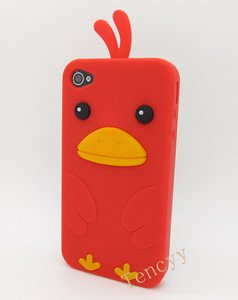 Red Lucky Duck Love Design Soft Silicone Case Cover For Iphone 4 4S