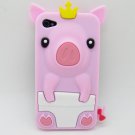 3D Cute Fun Princess Crown Love Pig Soft Silicone Case For iPhone 4 4S 4G PI