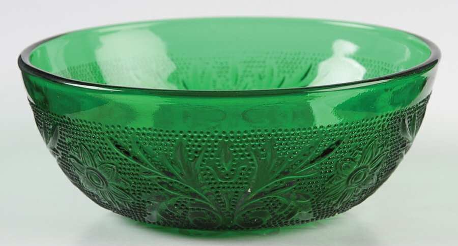 Anchor Hocking Forest Green Sandwich Glass Berry Bowl