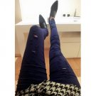 Zanzea® Royal Blue Hole Solid Stretch Tight Pants