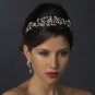 Antique Silver Diamond White Pearl & Marquise Crystal Side Accented Tiara Headband 9970