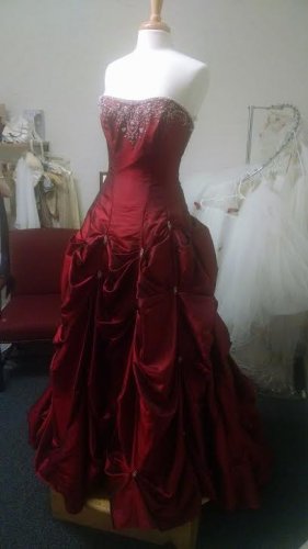 alfred angelo red wedding dress