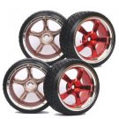 1023-6013 (4PCS RC 1/10 On Road Model Car Hard Drift Tyre Tires Silver Wheel Rim
