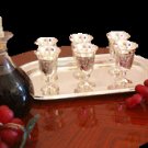 Wine Server Tray with Kidush Silver Polish Cups