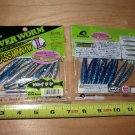 Ecogear Grass Minnow Power Worm (Iwashi)# 16,  3-1/4"   Blue/silver 3 Packs, New, Sealed