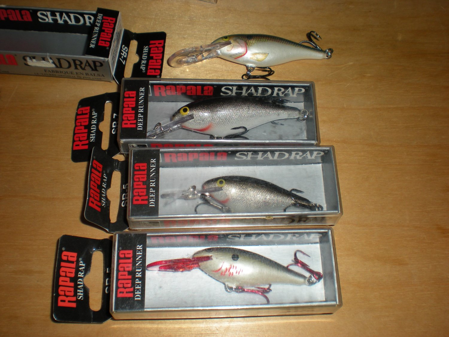 4 Rapala Shad Rap Deep Runner, SR5, SR7, Silver,Shad,bleeding pearl ...