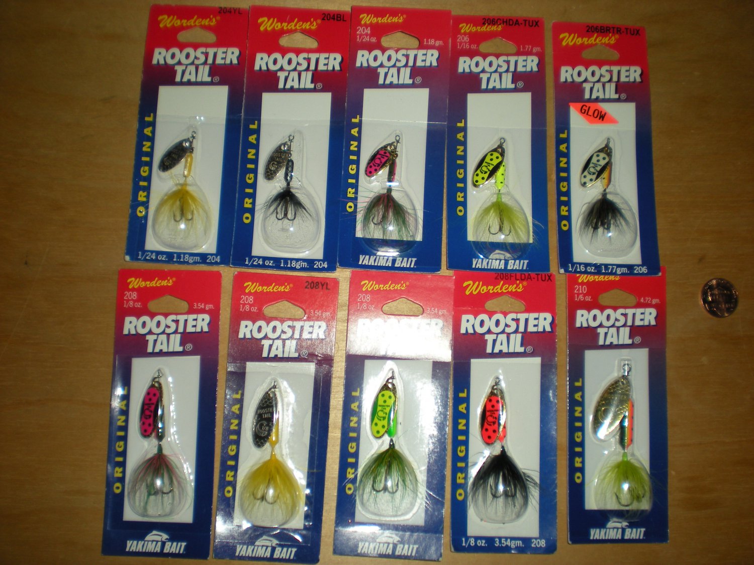 10 Worden Roostertail Trout Spinner Lures, Rooster Tail Lure  Assortment,bass,pike