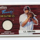 2004 Bowman Heritage CC SABATHIA Threads Of Greatness Jersey Card TG-CS