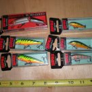 (6) Original Floating Rapala, F-3,f-5,f-7,& F-9 jointed Lure lot,Bass,Trout,Pike