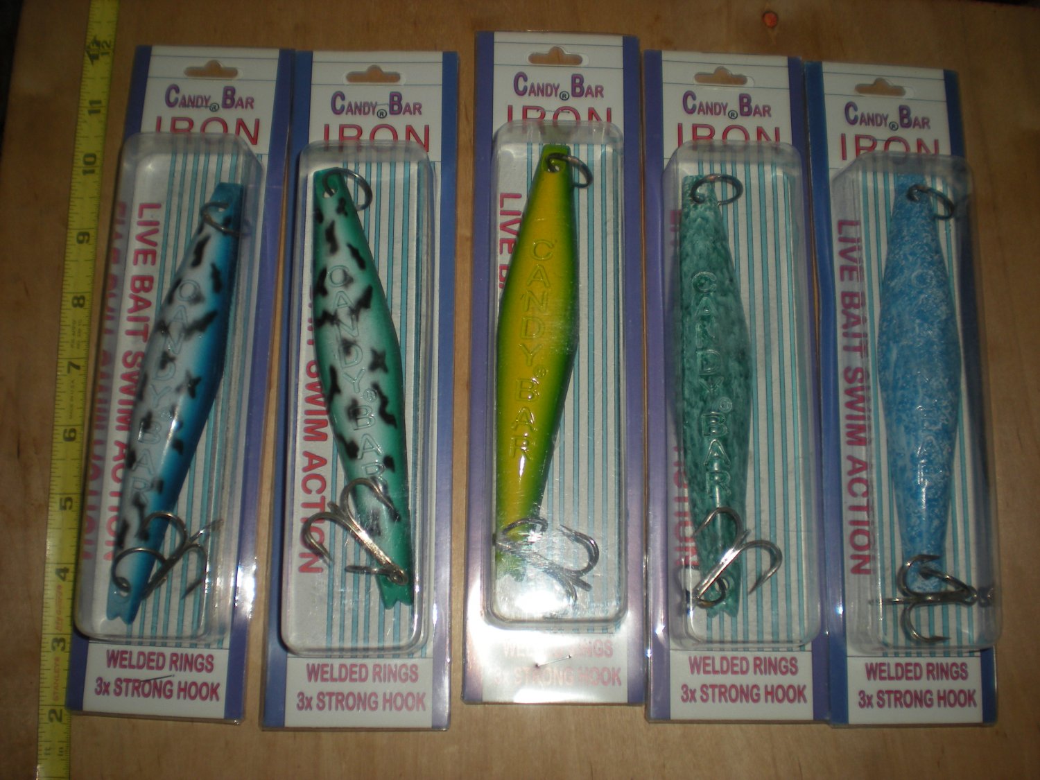 (5) New Candy Bar Iron, Surface Saltwater Jigs, Yellowtail,Calico,Tuna