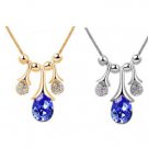 All Love In Promise Blue Crystal 18K Gold or Platinum Plated Necklace