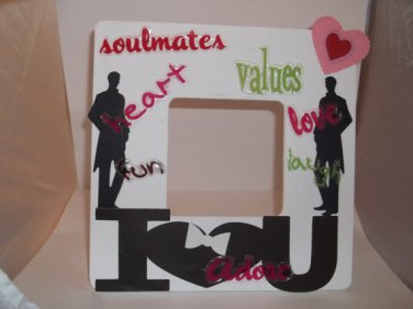 White - I Love You Groom - My 2 Dads - Crafty Hand Painted Picture Frame for Kids (8 in x 8 in)