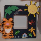 Boys Navy Blue Tiger in the Jungle - Crafty Hand Painted Picture Frame for Kids (8 in x 8 in)