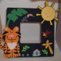 Boys Navy Blue Tiger in the Jungle - Crafty Hand Painted Picture Frame for Kids (8 in x 8 in)