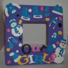 Purple "Our Girls" Winter Wonderland - Crafty Hand Painted Picture Frame for Kids (8 in x 8 in)